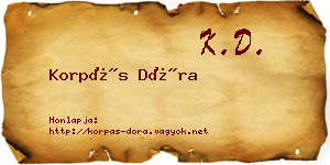 Korpás Dóra névjegykártya